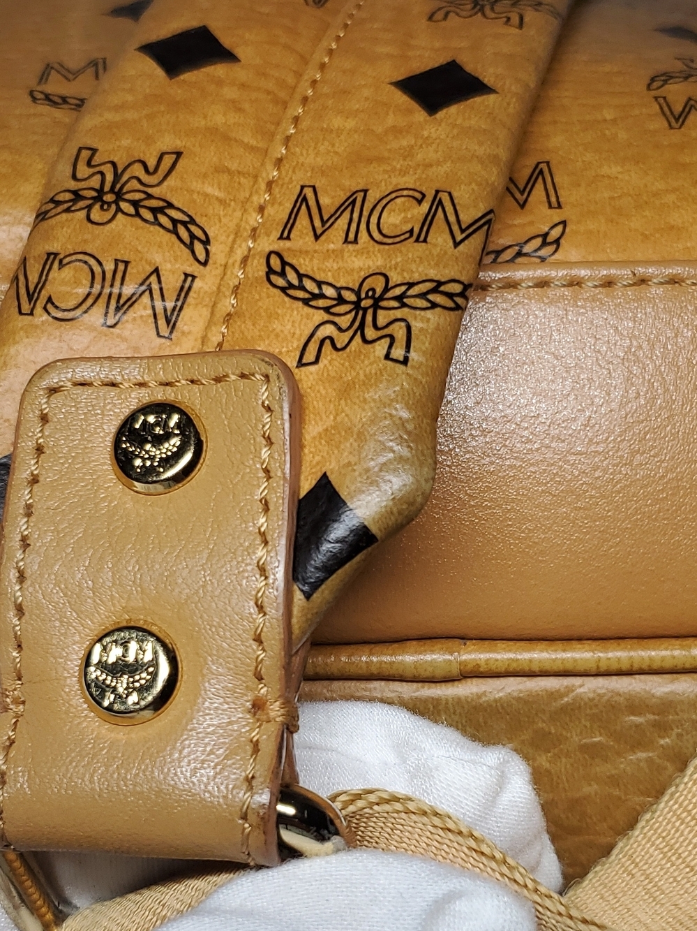 Authentic MCM Cognac Logo Monogram Backpack-Large - Picture 11 of 16